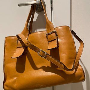 Light Brown Leather Handbag, Divina Firenze, Made in Italy, Buckle Handle